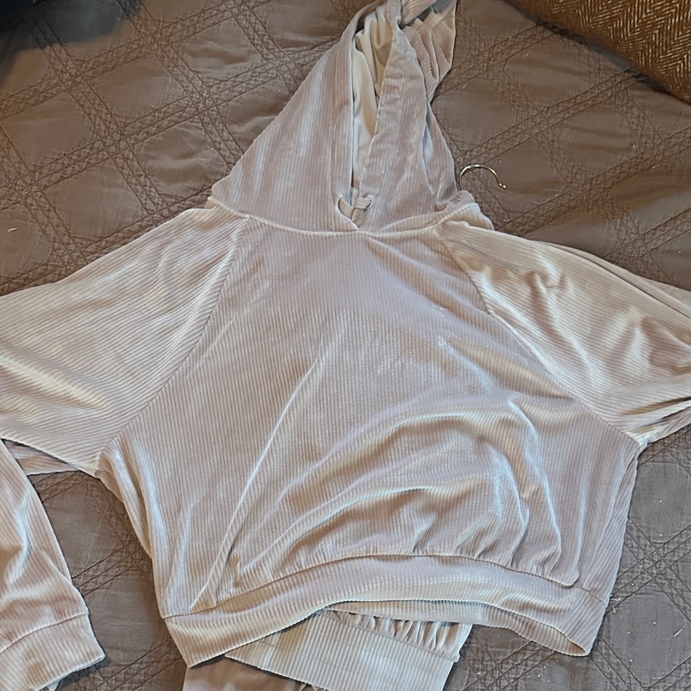 Crushed Velour Pink Hooded Pullover Matching Victoria’s Secret Set